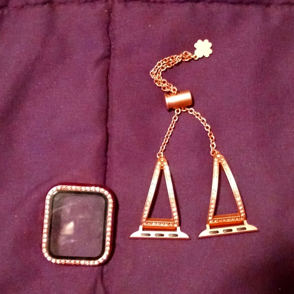 Rose gold apple watch band & protector!